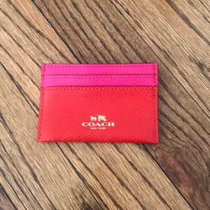 Bright Red/Pink Coach Card Case